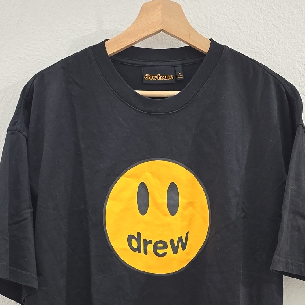 Drew House Black T-Shirt with Yellow Smiley